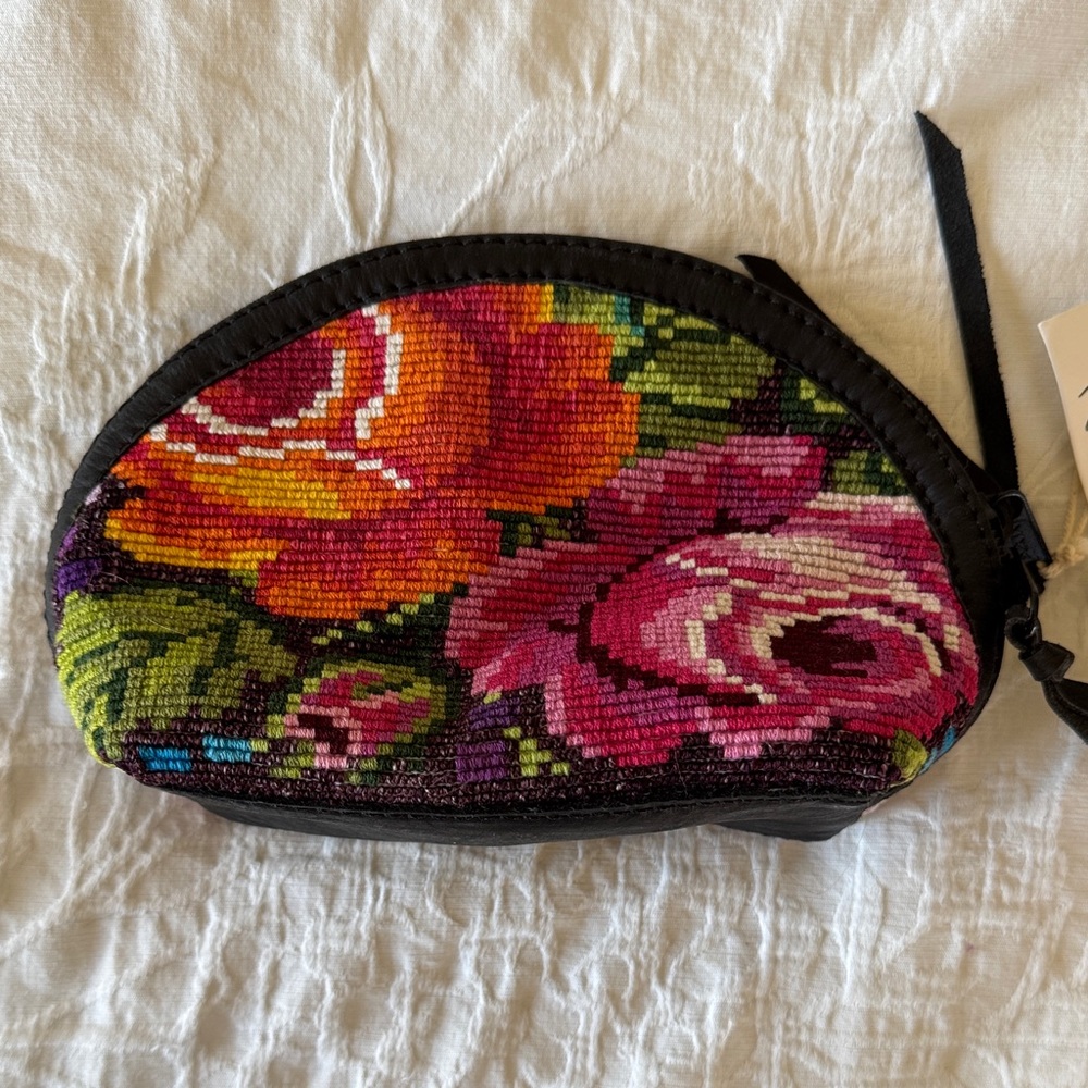 Floral Needlepoint Marias artisan huipil pouch